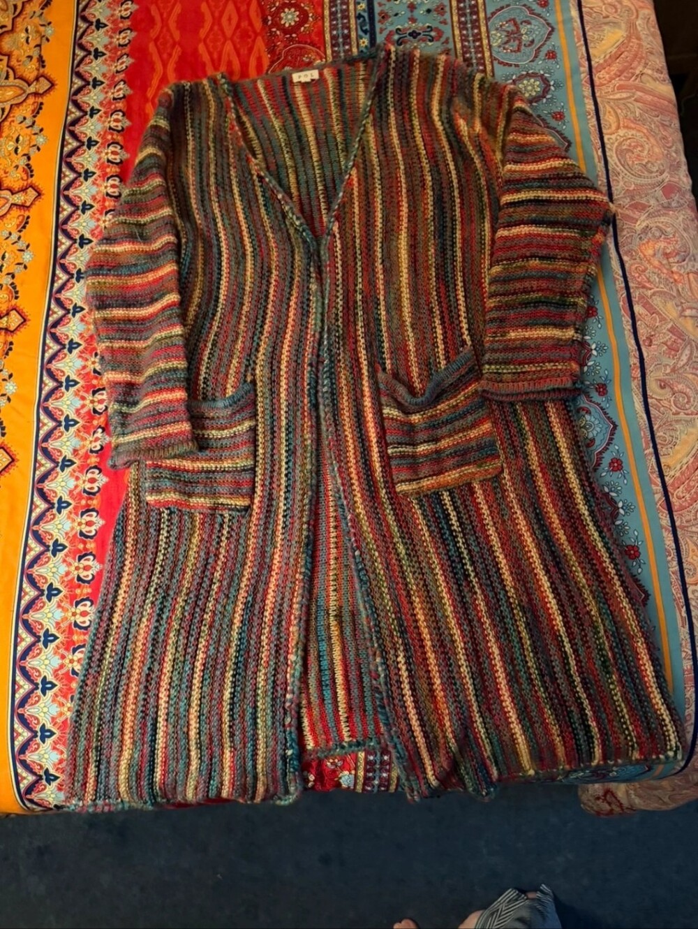 POL Multicolor Striped Knit Cardigan Coatigan NWOT